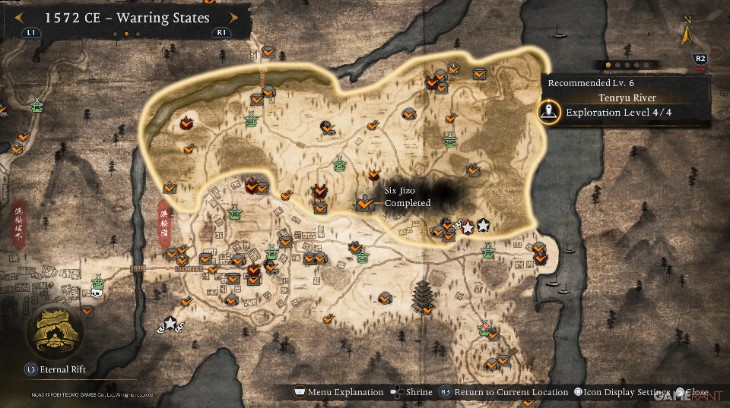 Where to find all the Six Jizo statues in the Warring States region in Nioh 3