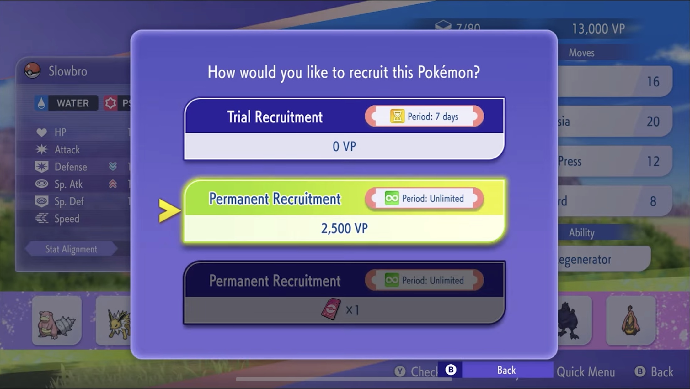 Trial recruitment and Permanent Recruitment in pokemon champions